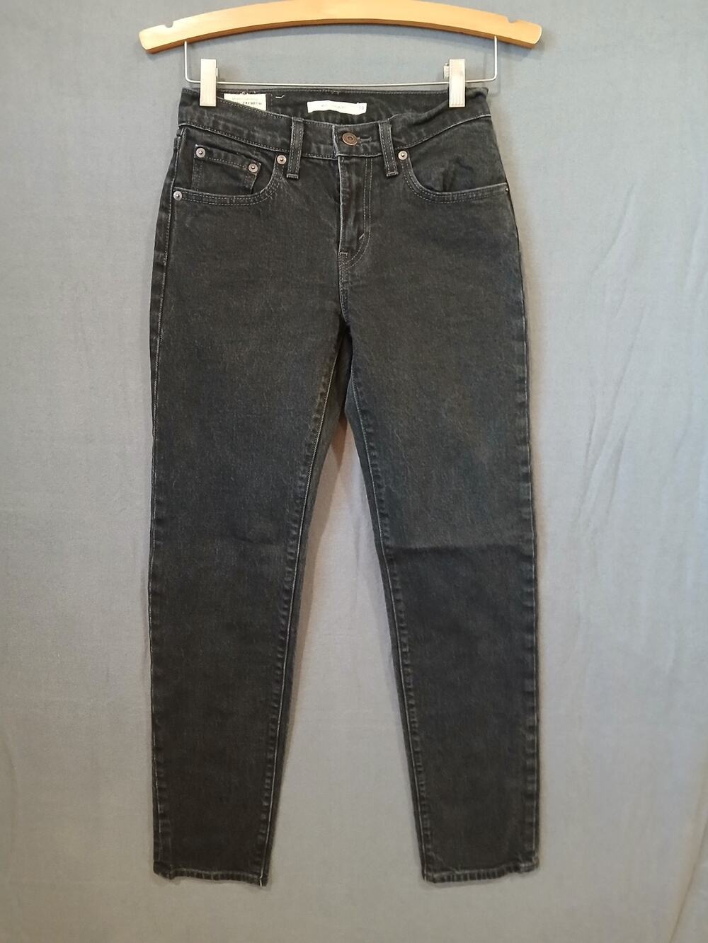 Levis Jeans Womens 24 Black Denim Middy Straight Premium Mid Rise Casual Pockets